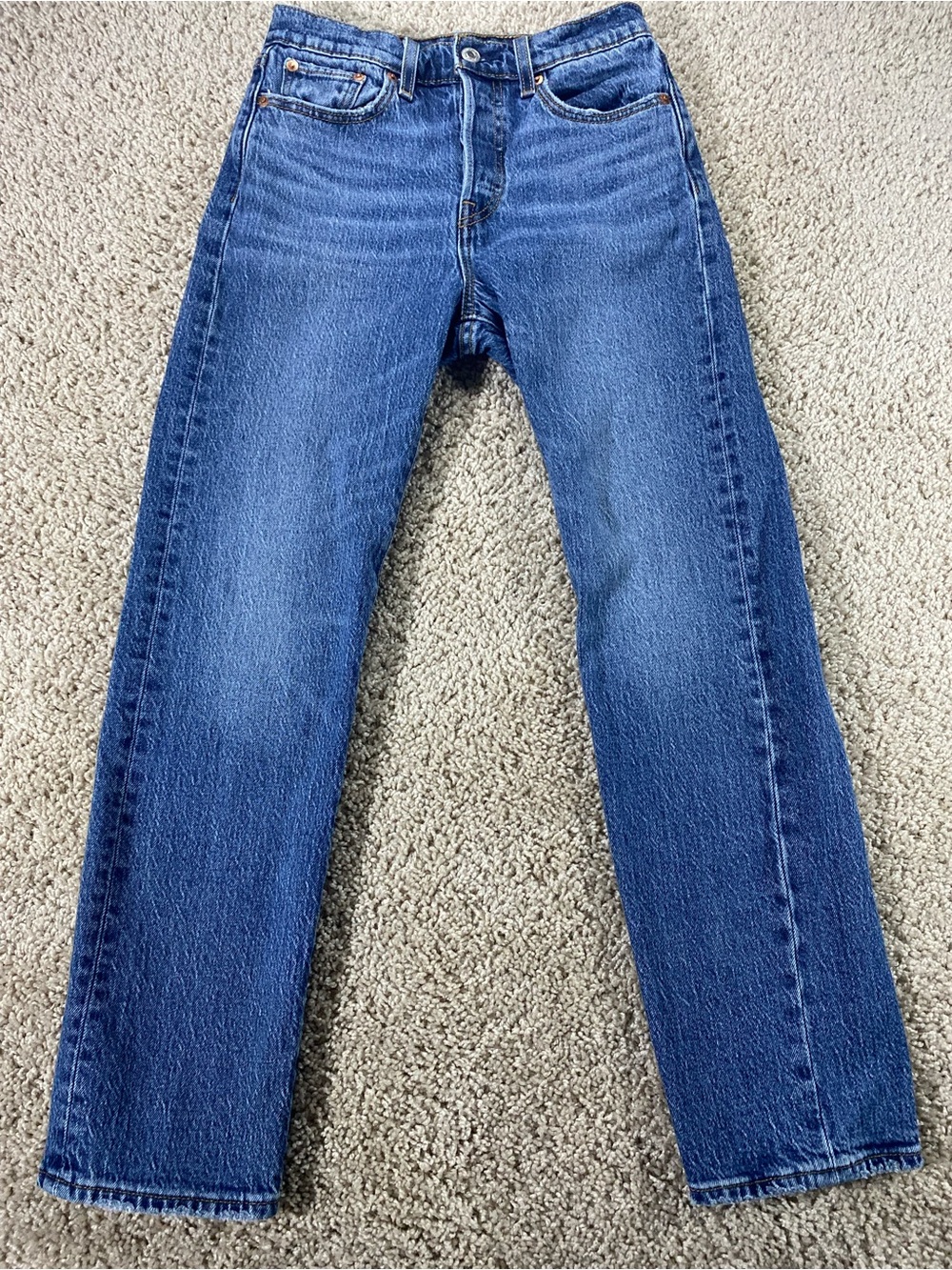 Levi's Wedgie Straight Ankle 26 Dark Wash Blue Jean Denim Pants 26x28 - Picture 3 of 12